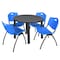 Kee Kee Round Table & Chair Set, Wood, Metal, Plastic Top, Grey TB36RNDGYBPBK47BE - alternate 1